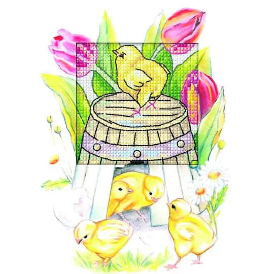Orchidea Complete Counted Cross Stitch Kit - Greetings Card Easter Chickens